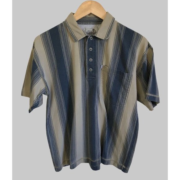 Vintage Levi's SilverTab Striped Polo Shirt Mens Size L 100% Cotton Grunge 90s - Picture 1 of 10